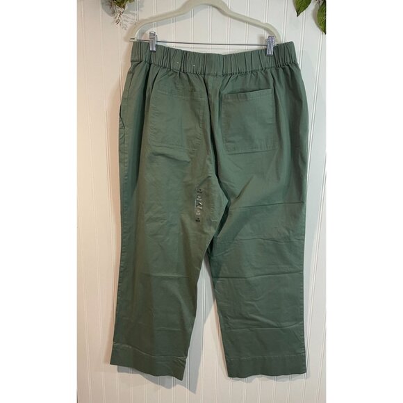 On 34th Womens Olive Green Elastic Waist Wide-Leg Pants 1X Cotton Blend - Picture 4 of 14
